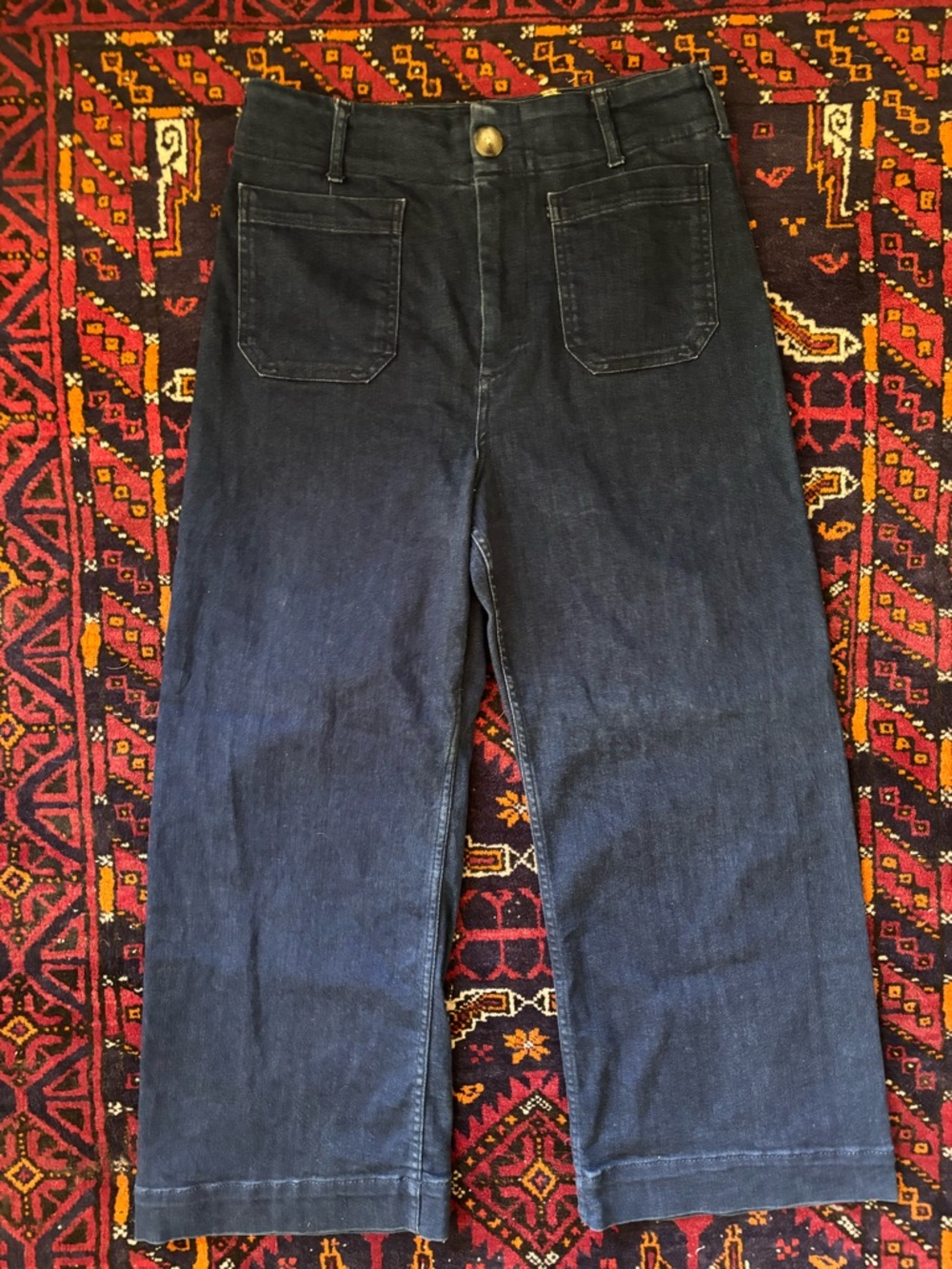 Maeve Colette High Rise Cropped Dark Wash Jeans